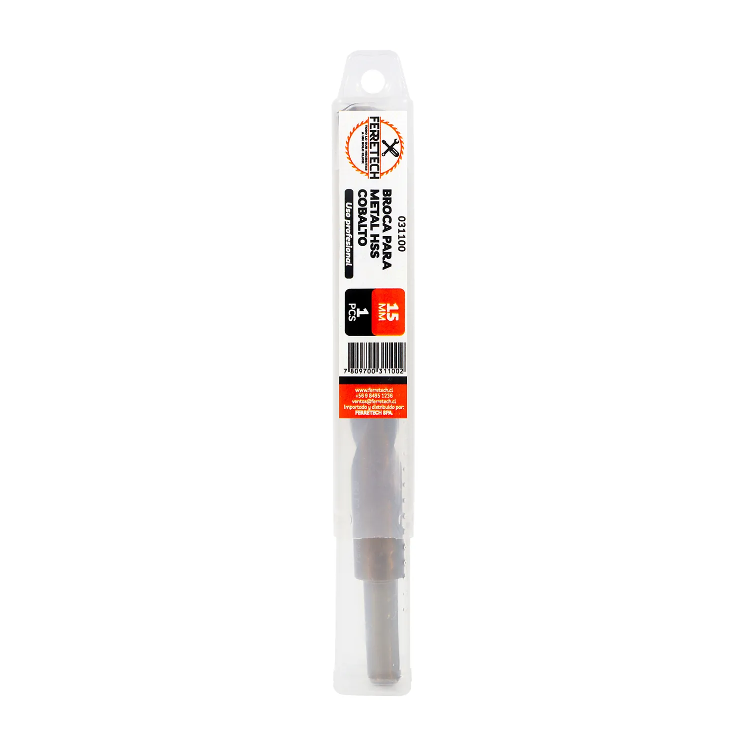 BROCA METAL HSS CO 5% 15mm VASTAGO REDUCIDO 10mm 2