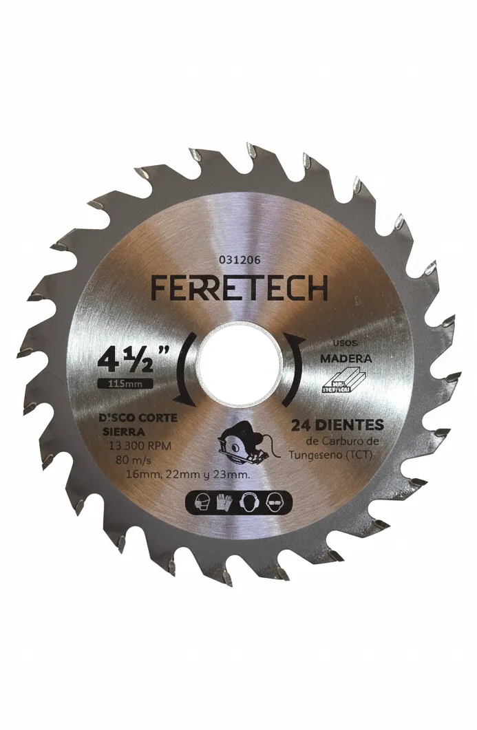 DISCO CORTE TCT MADERA 4 1/2" 24T 2