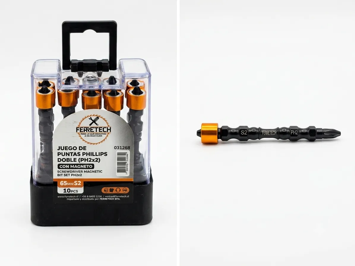 SET 10 PUNTAS DOBLES PH2 65mm - S2 (INCLUYE MAGNETO)
