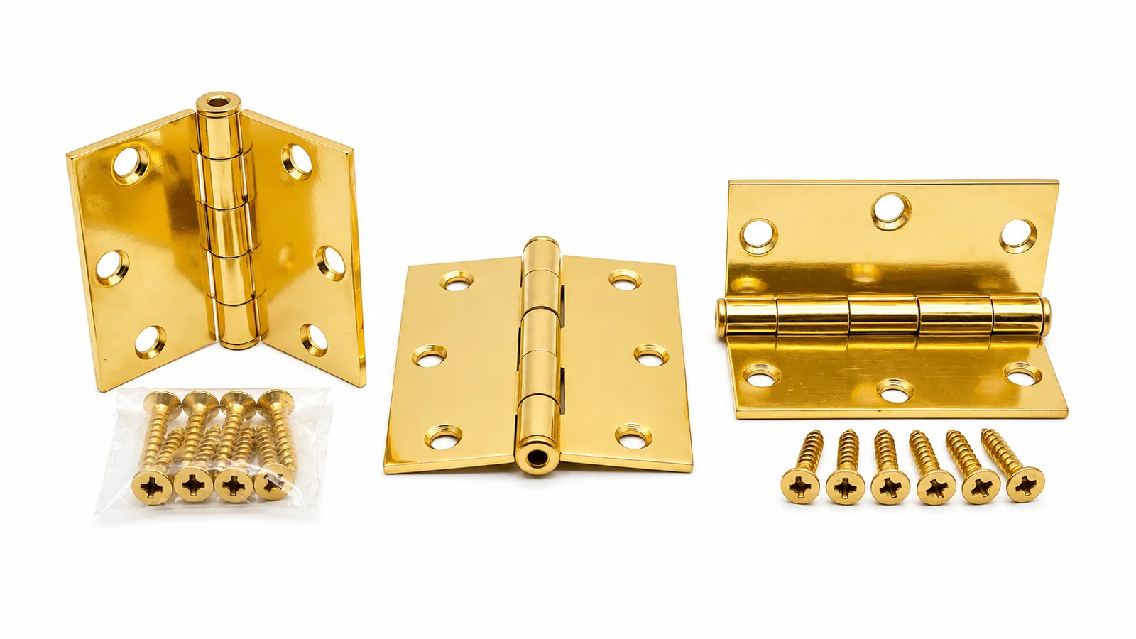 BISAGRA METAL DORADA C/TORNILLOS 3.5"x 3.5" x 2.2mm CIERRE SUAVE (03u)